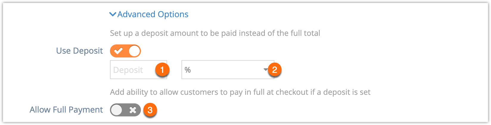 How to set a deposit for your inventory options - Rezgo Support