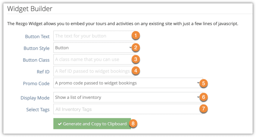 How to create a tour or review widget for your website - Rezgo Support