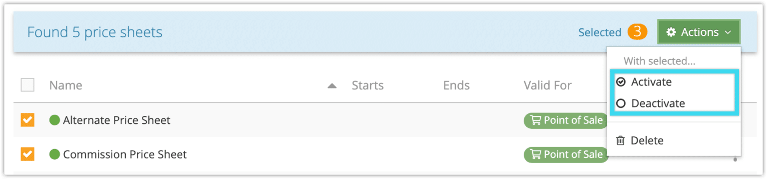 How to activate or deactivate a price sheet - Rezgo Support